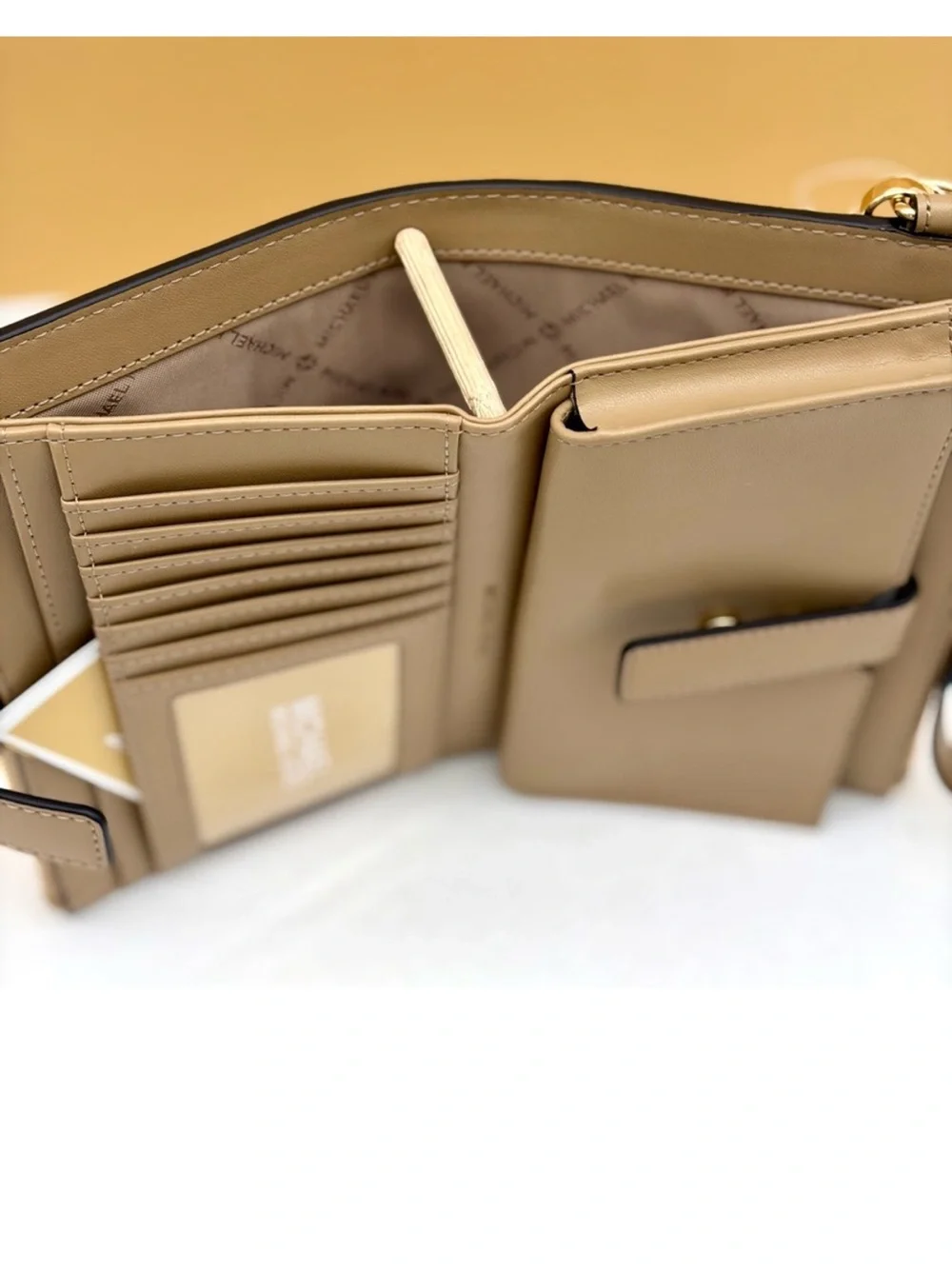 MICHAEL KORS Double Zip Printed Signature Logo Wristlet Wallet